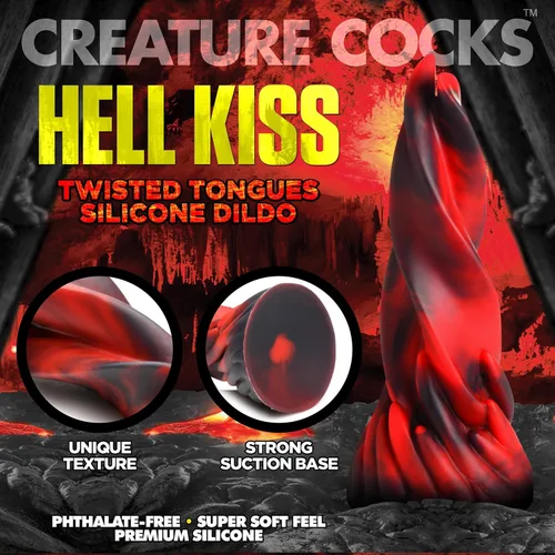 Miniatura 2 de CREATURE COCKS Hell Kiss - Consolador de silicona para hombres, mujeres y parejas. Base de succión fuerte, sin ftalatos, consolador de lenguas