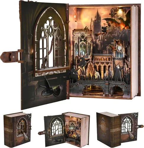 Miniatura 13 de MiniCity Kits de Rincón de Libros DIY para Adultos, Kit de Rincón de Libros en Miniatura para Casa de Muñecas, Rompecabezas de Madera 3D