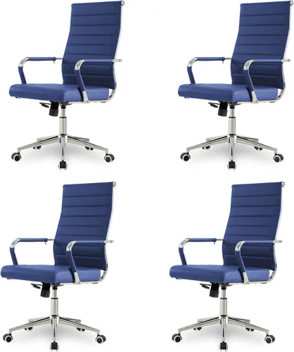 Miniatura 31 de Okeysen Office Desk Chair, Ergonomic Leather Modern Conference Room Chairs, Executive Ribbed Height Adjustable Swivel Rolling Chair for Home Office