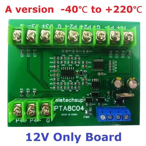 Miniatura 2 de PTA8C04 4-Channel PT100 RTD Temperature Sensor Module, DC 12V/24V, Modbus RTU RS485 Data Collector, -40 to 500 Degrees Celsius for Industrial
