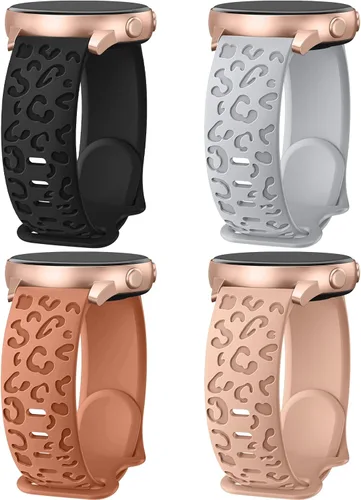 Miniatura 12 de 4 Pack de bandas grabadas con leopardo compatibles con Samsung Galaxy Watch 7/FE/6/5/4 Band 40mm 44mm, Galaxy Watch 5 Pro 45mm, Galaxy Active 2