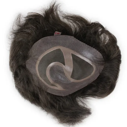 Miniatura 12 de Voloria Encaje francés de cabello humano real con piel fina PU para hombre Stock Toupee Hair Pieces #18