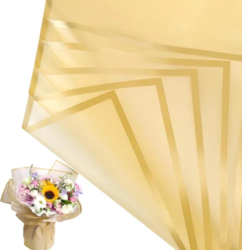 Miniatura 24 de Jutieuo 20 hojas de papel de regalo de flores negras, papel floral coreano translúcido impermeable para ramos de flores, embalaje de regalo, Borde