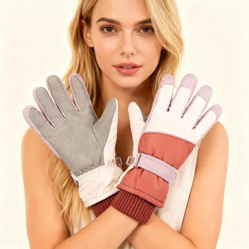 Miniatura 2 de Guantes de esquí para mujer, para pantalla táctil, resistentes al viento y al agua, guantes térmicos de invierno para nieve, esquí, ciclismo