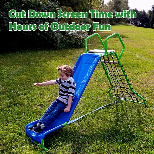 Miniatura 7 de Wonkawoo Tobogán de 5 pies para niños de metal independiente para patio de recreo al aire libre, interior, juego de tobogán para patio trasero