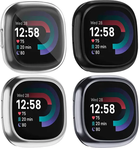Miniatura 9 de [Paquete de 4] Funda protectora de pantalla compatible con Fitbit Sense 2 / Fitbit Versa 4, funda protectora completa de ajuste delgado, a prueba