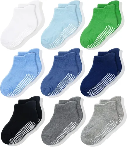 CozyWay - Calcetines antideslizantes para bebés niños y niñas paquete de 6 y 12 unidades calcetines y tobilleras antideslizantes para bebés y niños