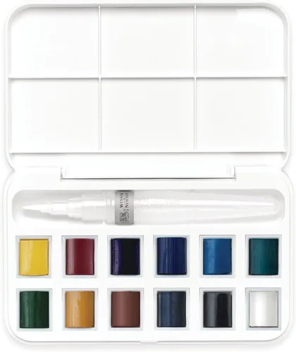 Miniatura 6 de Winsor & Newton - Cotman - Juego de acuarelas, 12 medias pastillas y pincel