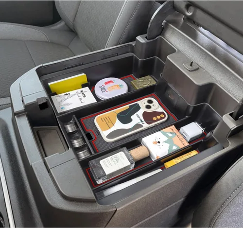 Miniatura 3 de PIMCAR Organizador de reposabrazos de consola de tamaño completo compatible con Chevy Silverado/GMC Sierra 1500 2019-2022 y 2020-2023 Rojo