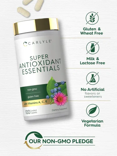 Miniatura 5 de Carlyle Suplemento antioxidante 100 cápsulas Complejo nutricional Vitamina A, C, E Fórmula sin OMG, sin gluten