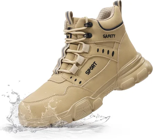 Miniatura 10 de Botas de punta de acero para hombre, botas de trabajo ligeras para hombres, botas de seguridad altas con suela media Kevlar resistente a pinchazos