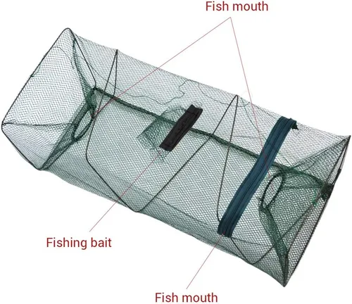 Miniatura 2 de Trampas de cebo portátiles, redes de pesca, plegables, fáciles de usar, trampas de cebo de fundición a mano, trampas de jaula de malla fundida