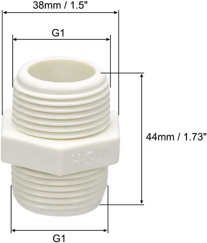 Miniatura 2 de uxcell Tubo de PVC accesorio hexagonal pezón G1 X G1 conector adaptador de rosca macho 5pcs