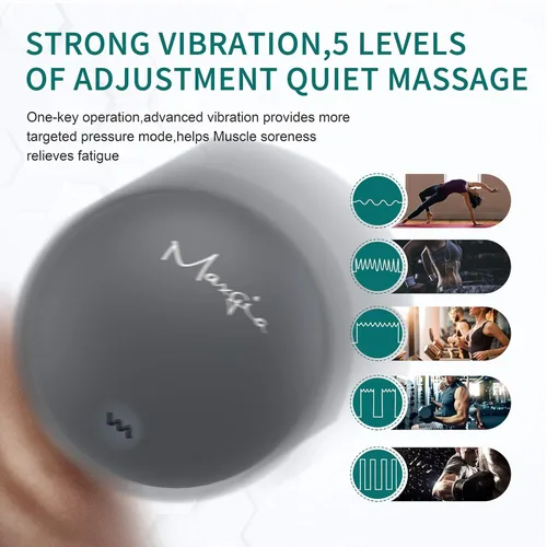 Miniatura 2 de Bola de masaje individual de 3 pulgadas, rodillo de bola de masaje vibrante de 5 velocidades para terapia de punto de activación, masajeador de Gris