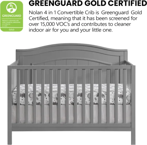 Miniatura 6 de Oxford Baby Nolan - Cuna convertible 4 en 1, gris paloma, certificado GreenGuard Gold