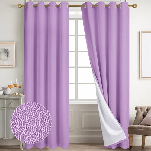 Miniatura 125 de Diraysid Cortinas 100% opacas de lino beige para dormitorio, con ojales, aislamiento térmico, cortinas de oscurecimiento de habitación