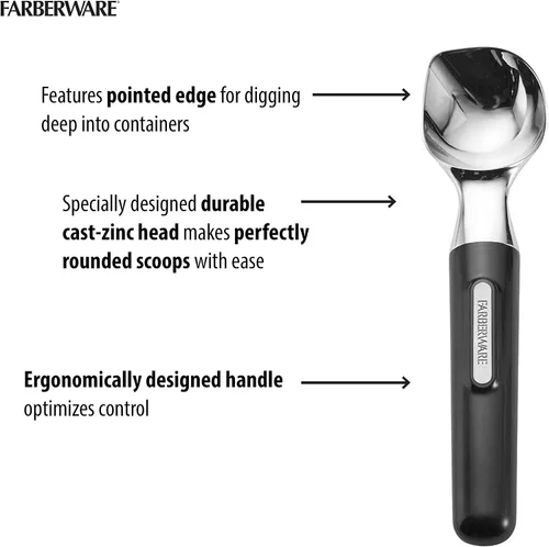 Miniatura 3 de Cuchara de helado profesional Farberware con mango cómodo, resistente, cuchara de grado profesional, cuchara de forma perfecta, ideal para cucharas