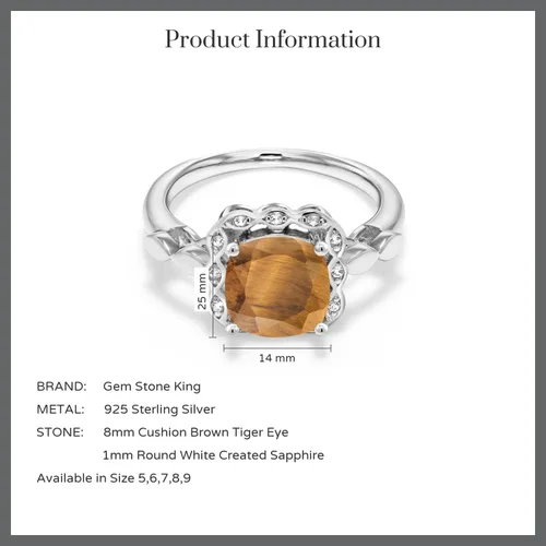 Miniatura 15 de Gem Stone King Anillo de compromiso de plata de ley 925 de 0.315 in con piedra natal y zafiro blanco creado Anillo de compromiso de boda