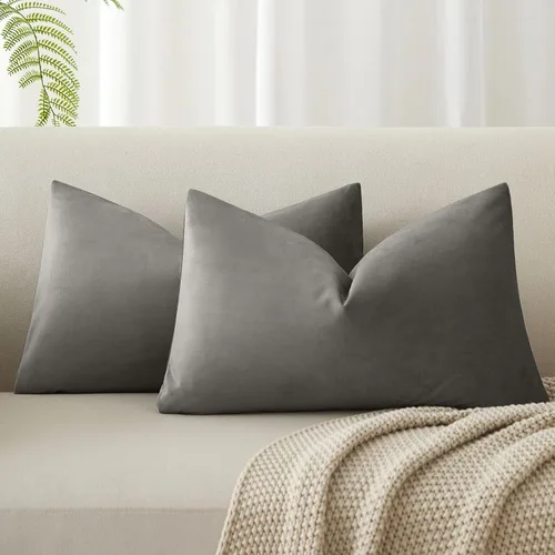 Miniatura 17 de Juspurbet - Juego de 2 fundas decorativas de terciopelo para cojines, fundas suaves para sofá, cama o sillón con cremallera oculta, para sala