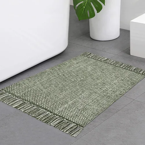 Miniatura 15 de Collive - Tapete de pasillo de cocina, 2 x 4.3 pies, tejido a mano, reversible, lavable, de algodón, color blanco/beige, para baño, pasillo