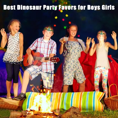 Miniatura 7 de Triceratops - Linterna frontal LED de dinosaurio para niños, artículos esenciales de equipo de campamento Linterna de cabeza de juguete de Verde