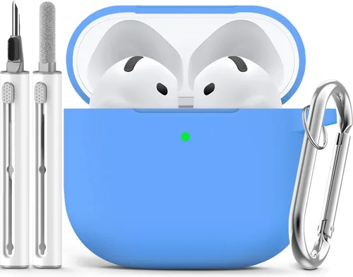 Miniatura 19 de Ljusmicker – Funda para AirPods 4 (2024) con cierre magnético en la tapa y juego de limpieza, funda protectora de silicona suave para Apple AirPods