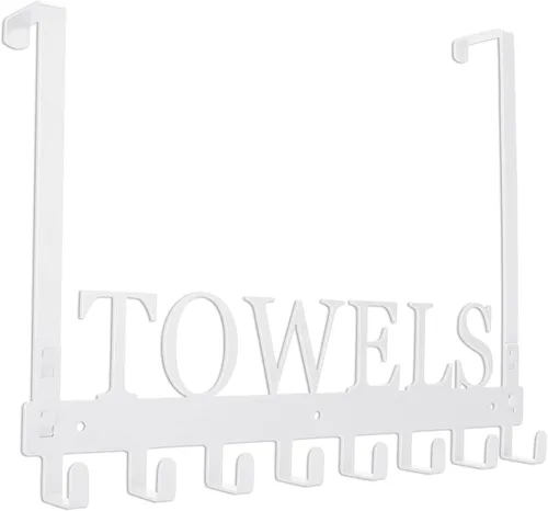 Miniatura 9 de Azmoncy Ganchos sobre la puerta, toallero para baño, soporte para toallas para colgar de alta resistencia, colgador de toallas de montaje en pared
