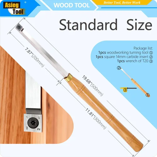 Miniatura 2 de Herramientas de torneado de madera, barra de herramientas de cincel de torno con punta de carburo más áspera de 19.68 pulgadas con borde recto