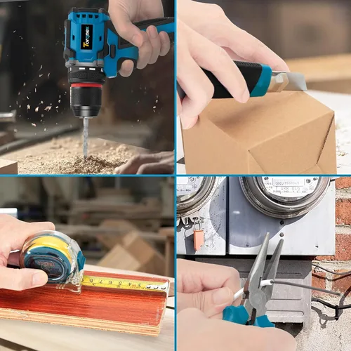 Miniatura 7 de Taladro inalámbrico sin escobillas de 20 V, 2 baterías de 2.0 Ah cargador rápido, 119 piezas de taladro eléctrico para renovación del hogar