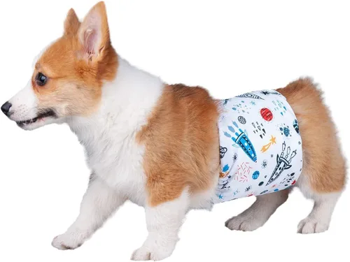Miniatura 7 de Pet Soft Bandas para el vientre para perros – 3 paquetes de pañales reutilizables para perros machos, envolturas de pañales para perros machos