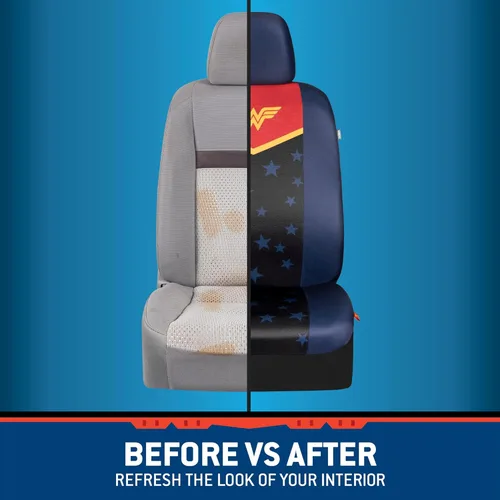 Miniatura 7 de BDK Warner Bros DC Comics Wonder Woman Accesorios para Automóvil Fundas de Asiento - Par Delantero Incluye Funda Removible para la Cabeza