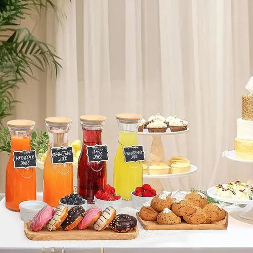 Miniatura 5 de Jarra de vidrio con tapa de bambú, jarra dispensadora de bebidas de 35 onzas, suministros de barra de mimosa, jarra de vidrio transparente
