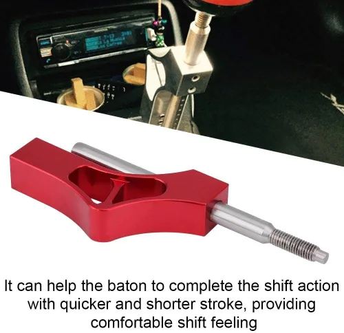 Miniatura 2 de Fydun Extensor de palanca de cambios, extensión de palanca de altura ajustable de acero inoxidable para perilla de cambio manual (rojo)