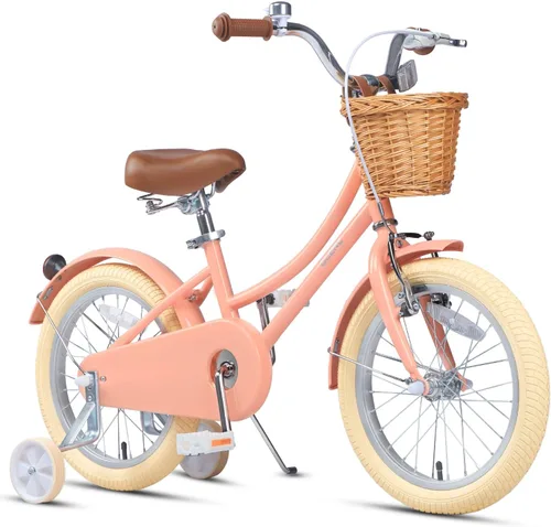 Miniatura 36 de Glerc Little Molly - Bicicleta de crucero retro para niños de 2 a 13 años de edad con cesta de mimbre y ruedas de entrenamiento/soporte, varios
