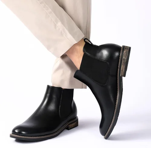 Miniatura 7 de Bruno Marc - Botines de gamuza de cuero para hombre tipo Chelsea