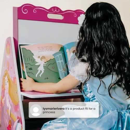 Miniatura 6 de Delta Children Centro de actividades con caballete de escritorio, taburete y organizador de juguetes, princesas de Disney Disney Princess
