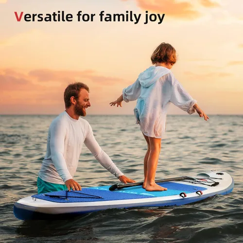 Miniatura 6 de Abahub SUP inflable, ancho 10 pies 6 pulgadas x 31 pulgadas/34 pulgadas iSUP, tabla de remo de pie con remo de kayak de SUP ajustable, para yoga