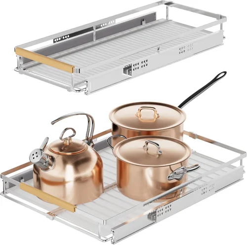 Miniatura 3 de SANNO Organizador de gabinete extraíble, estante deslizante de cocina debajo del fregadero, estantes de cajón ampliables con cajones deslizantes