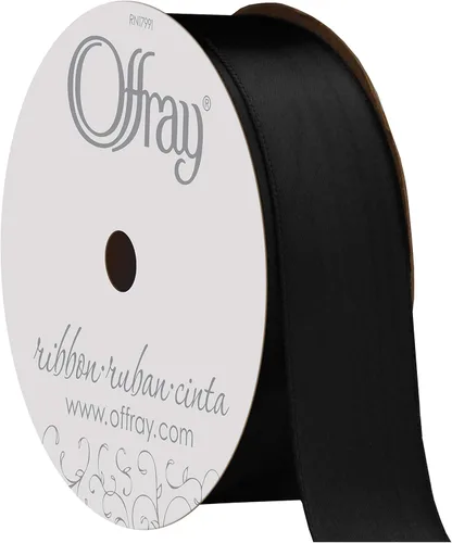 Miniatura 24 de Offray Cinta doble faz de satén, carrete de 7/8 pulgadas de ancho x 20 yardas, color blanco envejecido