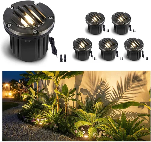 Miniatura 23 de Gardenreet Luz de pozo de latón - Iluminación de paisaje impermeable para exteriores de 12V LED enterrada, lámpara de bajo voltaje con bombilla