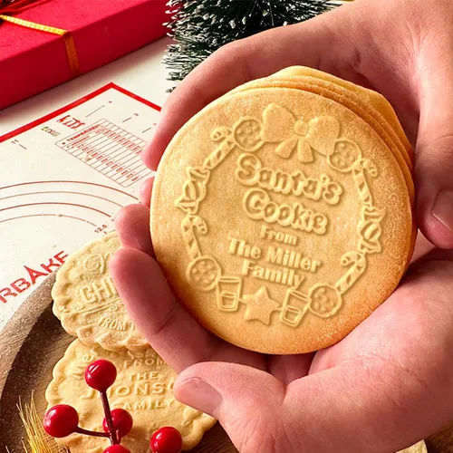 Miniatura 5 de Cortadores de galletas de Navidad personalizados 2023 con sello de galletas de Feliz Navidad para hornear, cortadores de galletas de azúcar