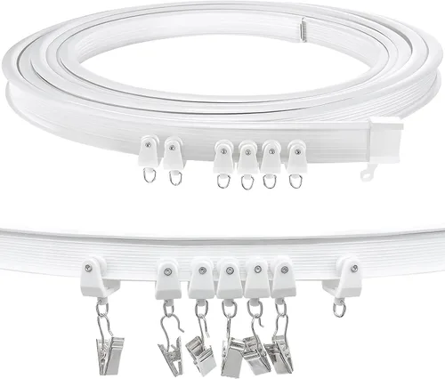 Miniatura 9 de TOKPLNU Riel de cortina de techo, 12 pies, color negro, flexible, flexible, curvado, para montaje en pared, sistema de riel de techo deslizante