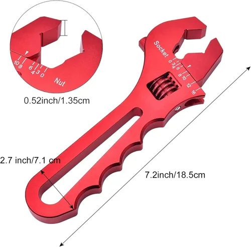 Miniatura 4 de EVIL ENERGY Llave ajustable para manguera de montaje AN 3AN-16AN de aluminio rojo