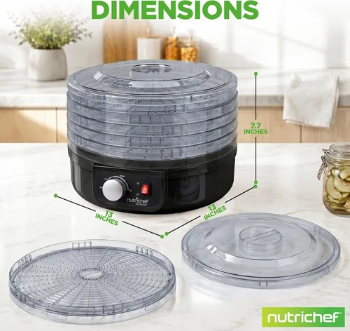 Miniatura 8 de NutriChef Deshidratador eléctrico de alimentos para encimera, conservador profesional de alimentos de varios niveles, deshidrata pescado, carnes