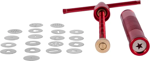 Miniatura 3 de Extrusora de arcilla de acero inoxidable, extrusora de pasta de azúcar, juego de herramientas de decoración de fondant, cerámica y cerámica, Rojo