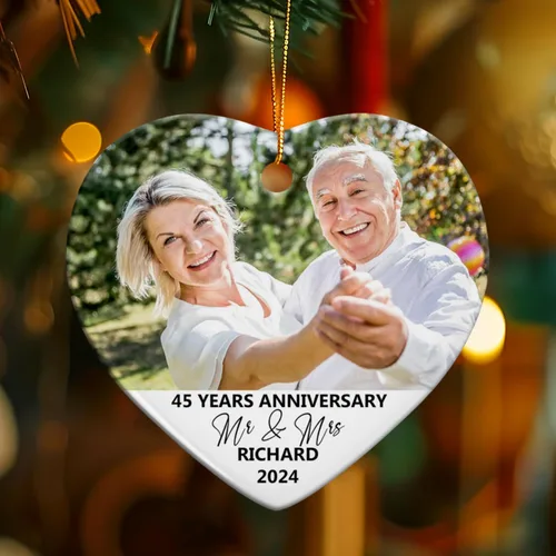 Miniatura 3 de Adorno de Navidad con foto personalizada 2025 para la familia, aniversario como el señor y la señora abuelos, carga cualquier imagen, cualquier foto