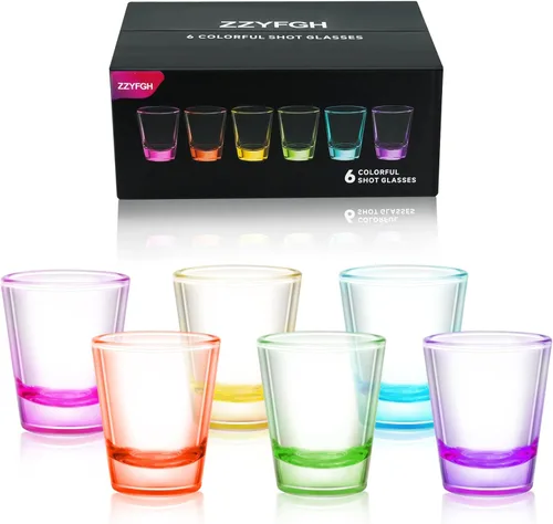 ZZYFGH Juego de 6 Vasos de Chupito, Vasos de Chupito de 1.5 oz Coloridos con Base Pesada, Vasos de Chupito para Vodka, Whisky, Tequila, Espressos,