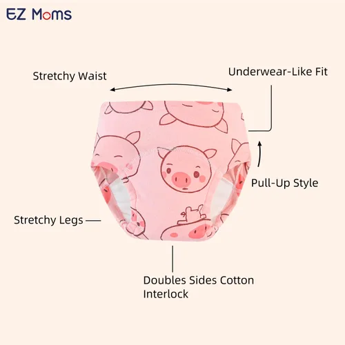 Miniatura 2 de EZ Moms 6 paquetes de ropa interior de entrenamiento para niñas 100% algodón, absorbente, acolchada, para niños pequeños, 5T, a prueba de fugas