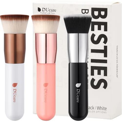 Miniatura 19 de DUcare Brocha para Base, Brocha Kabuki de Punta Plana Sintética Profesional para Maquillaje, Mezcla de Líquidos, Polvo Mineral, Pulido, Punteado