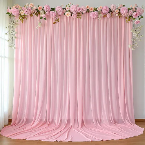 Miniatura 38 de Cortinas de fondo azul bebé de 10 pies x 10 pies, tela de gasa chiffon transparente sin arrugas, tela de fondo fotográfico drapeada para arco